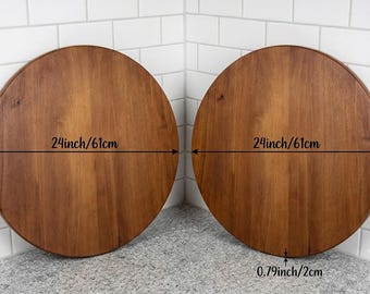 2 Pack 24 Inch Solid Pine Wood Lazy Susan, Rustic Turntable Set
