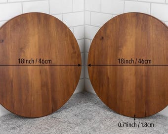 2 Pack 18 Inch Solid Pine Wood Lazy Susan, Rustic Turntable Set