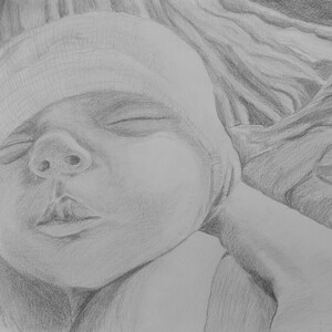 Baby portrait, Portrait from photo, Custom baby portraits, Hand drawn portraits