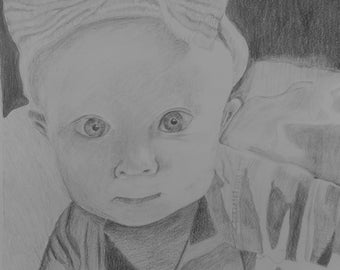 Baby portraits, Custom baby portraits, Pencil drawing from photo, Hand drawn portraits photo, Pencil drawing