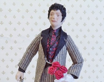 Dollhouse  Porcelain Miniature  Doll   Male  English Gentleman Custom