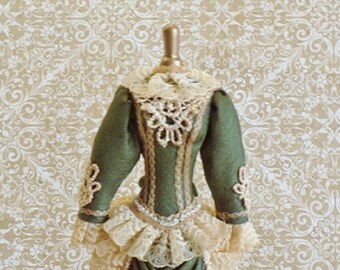 Dollhouse 1:12 Porcelain Dress Form 70's Keni Victorian Gown OOAK  Ruth Bradley