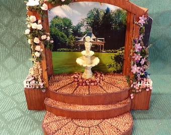 Dollhouse Miniature Garden Arbor- Custom-  Flowers  Show Piece Doll Display  Artisan OOAK