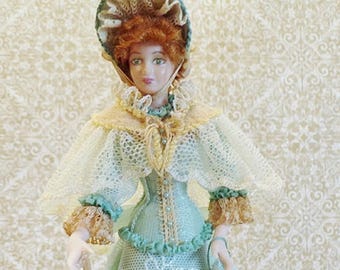 Dollhouse Porcelain Doll  1:12   Sinnett  Young Lady   OOAK  by Ruthellen
