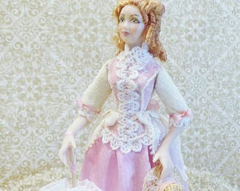 Dollhouse  Porcelain Doll ...1:12... Sinnett  Young Lady   OOAK  Ruthellens