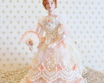 Dollhouse Porcelain Miniature  Doll  1" Scale   "Marie"  ... Victorian ...  OOAK Ruthellen