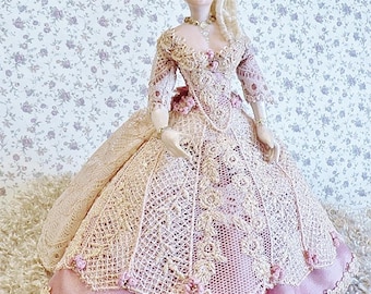 Dollhouse Doll Porcelain  1:12... Custom OOAK  Ball Gown