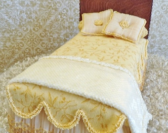 Dollhouse Miniature Bed NEW  "TWEEN"  Size  1/16  OOAK Artisan