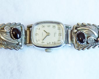 Ladies Watchband  Native American Custom Made Sterling Black Onyx