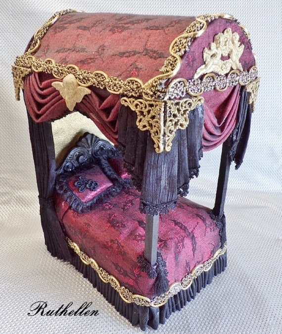 Victorian Gothic Arched Canopy Bed Dollhouse Miniature Etsy