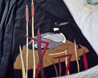 Mountain Artisans  No Carolina 1970's  Vintage Throw/Skirt Applique Loon