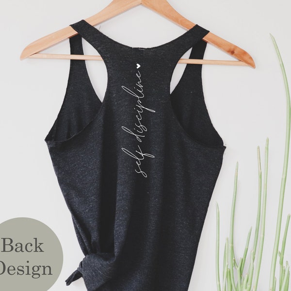 Self Discipline Back Design Tank Top, CrossFit Tank Top,  Inspirational Tank Top, Workout Tank, Gym Tank Top, Minimalist,  Ink and Quotes