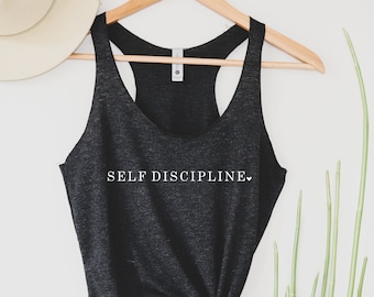 Self Discipline Tank Top, CrossFit Tank Top,  Inspirational Tank Top, Workout Tank, Gym Tank Top, Minimalist, Motivational,  Ink and Quotes