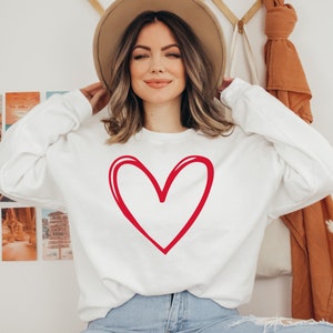 Big Heart Sweatshirt, Heart Sweatshirt, Valentine&#39;s Gift for Her, Love Sweatshirt, Cute Sweatshirt, Valentine&#39;s Day Gift,  Ink and Quotes