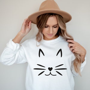 Cat Sweatshirt,  Women Sweatshirt, Cute Fall Sweatshirt, Gift for Her, Animal Lover Sweatshirt, Winter Sweatshirt,  Ink and Quotes