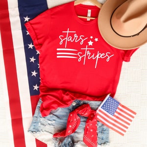 Stars And Stripes Shirt, 4th Of July T-Shirt, Patriotic T-shirt, Minimalist Fourth Of July Shirt, Summer Shirt, Women Shirt, Ink and Quotes