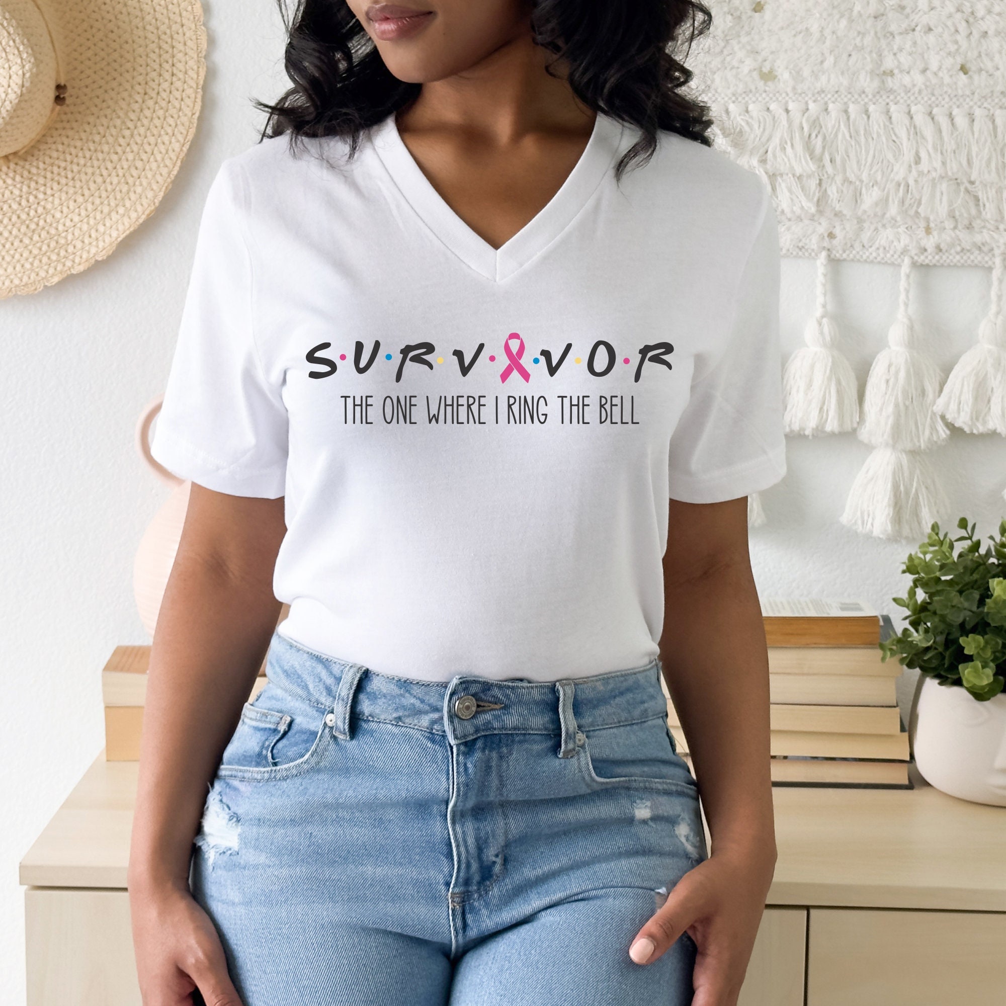 Survivor V-Neck Shirt: Ring The Bell, Last Chemo Day