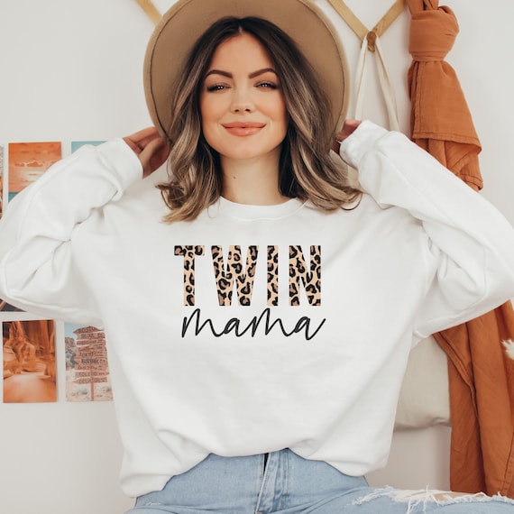 Twin Mama Leopard Sweatshirt Women s Sweatshirt Gift for Mom Mama Sweatshirt Twin Mama Gift Leopard Sweatshirt Ink and Quotes Etsy