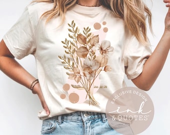 Job 22:28 Christian Shirt, Bible Verse Tee, Earth Tone Floral Shirt, Faith Based Gift, Scripture Tee, Aesthetic Christian Apparel