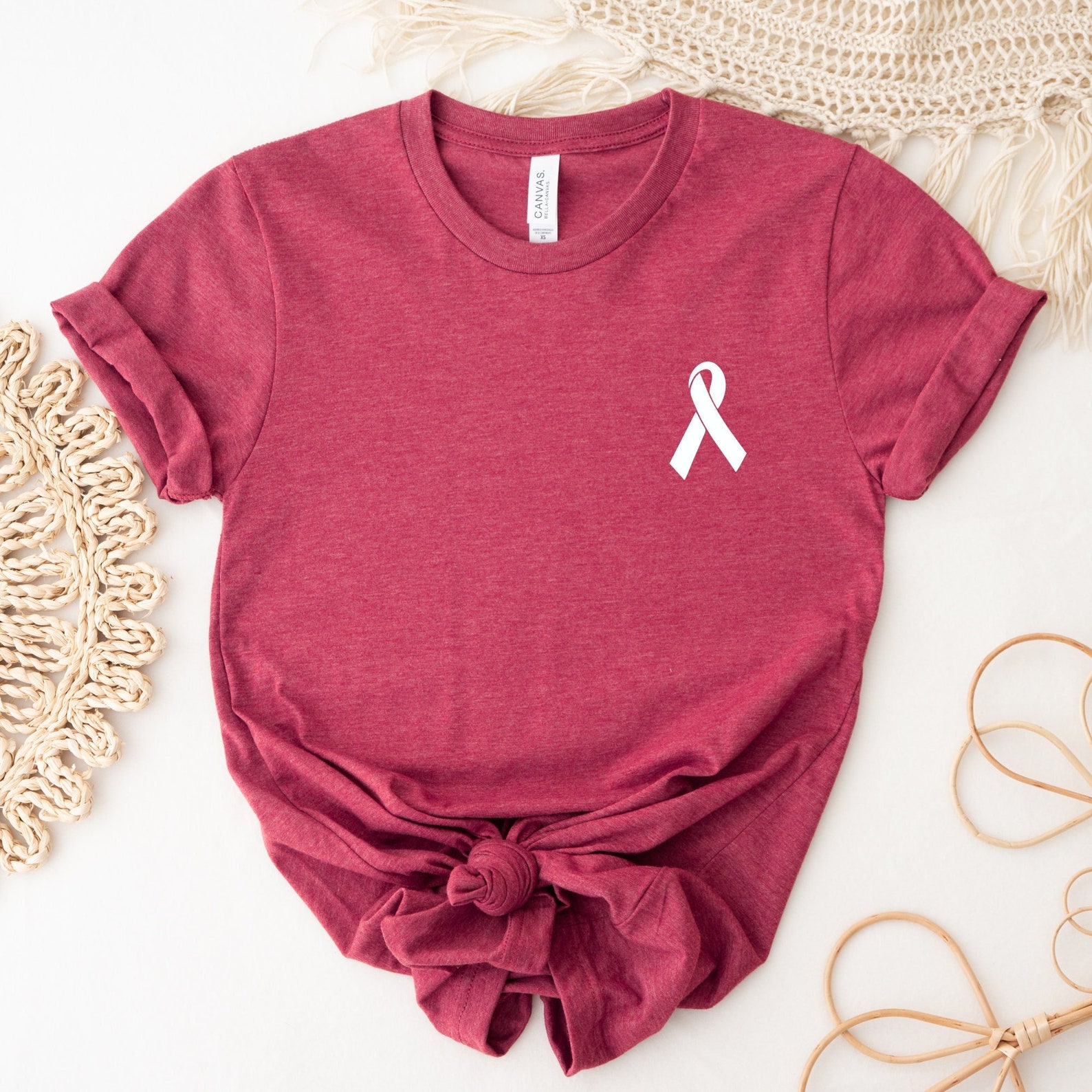 Cancer Ribbon Pocket T-shirt: Breast Cancer Awareness Gift - Etsy