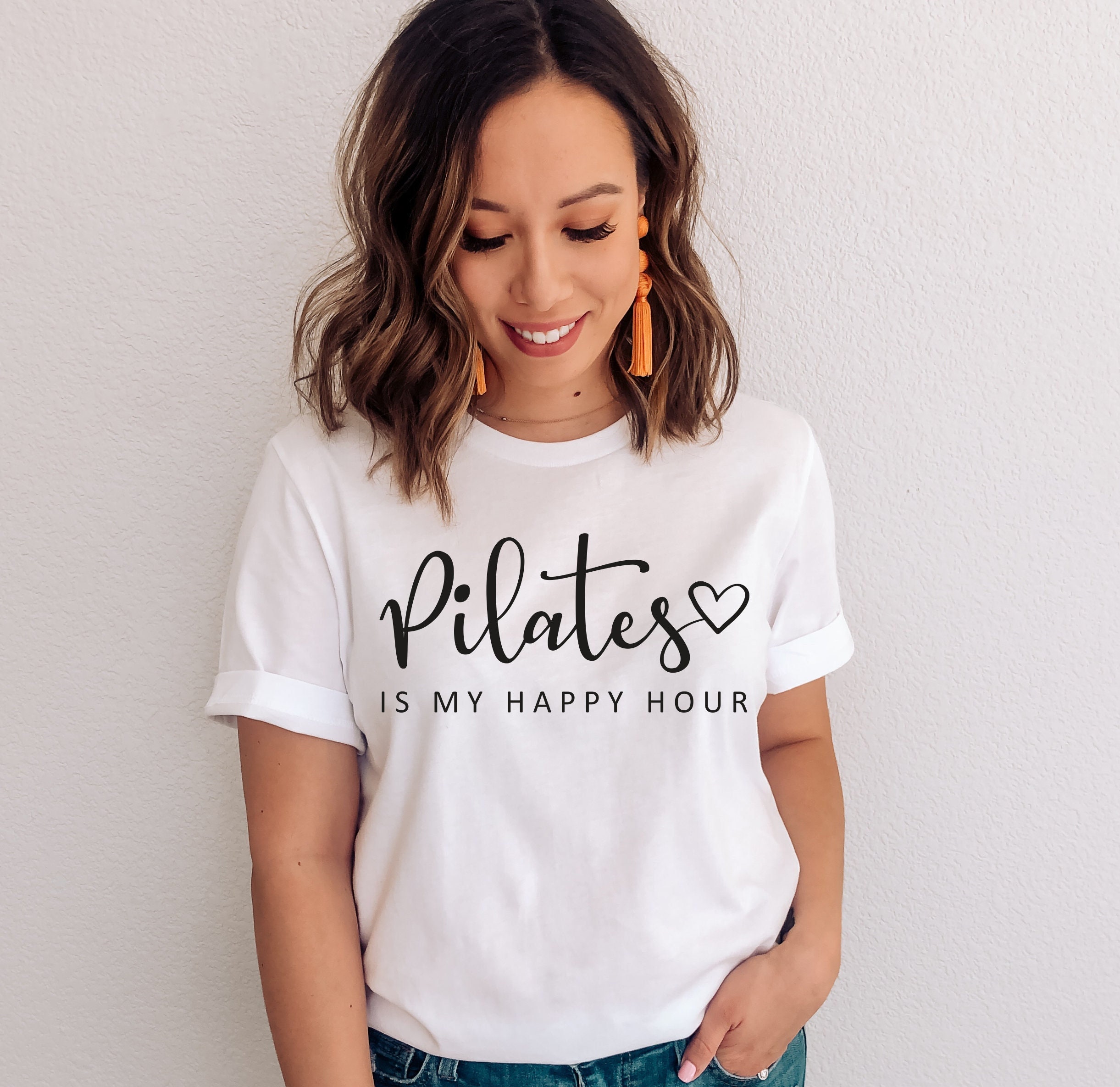 T-shirt Femme 'Pilates Is My Happy Hour' - Coupe Ample, Coton Doux, Idéal Sport Et Loisirs