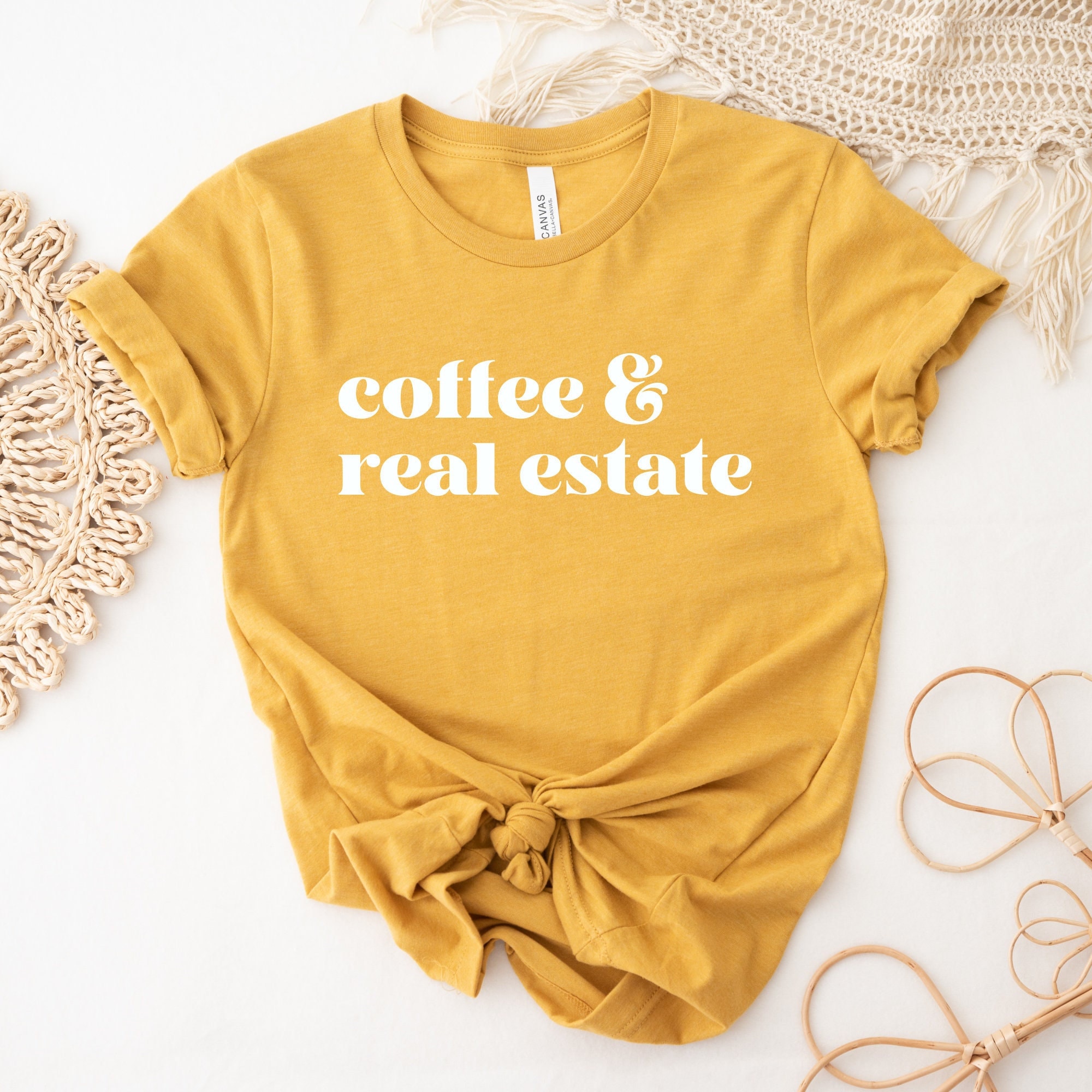Coffee & Real Estate Shirt, Realtor Shirt, Coffee Shirt, Funny Realtor Shirt, Minimalist, Realtor Tote Bag, Realtor Gift, Ink and Quotes