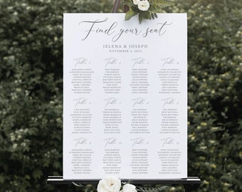 Wedding Seating Chart Template, DIY Seating Chart, Printable Seating Chart, Digital Seating Chart, Editable Seating Chart