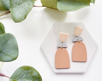 Polymer Clay Earrings, Valentine's Day Gifts for Her, Boho Style Earrings, White Earrings, Gift Ideas for her, White Bridal Dangle Earrings