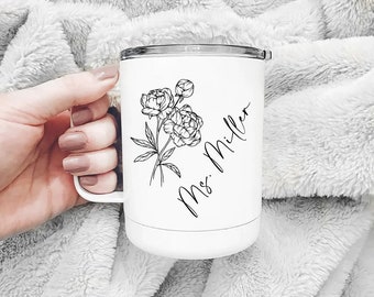 Coffee Mug Personalized, Christmas Gifts for Teacher Personalized, Insulated Tumbler Custom, Coffee Mug with Lid, Coffee Tumbler For Teacher