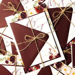 Burgundy Wedding Invitations, Rustic Wedding Invitations, Elegant Wedding Invitations, Barn Wedding Invitations, Wedding Invitation Bundles image 3