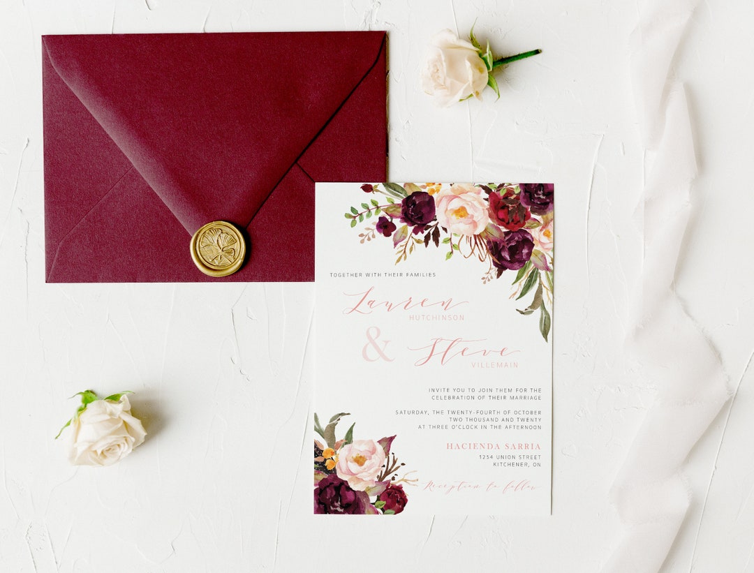 Rustic Wedding Invitations Fall Wedding Invitations Boho Etsy Canada