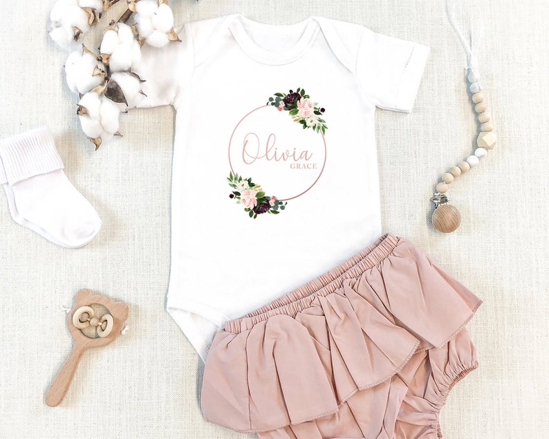 Personalized Baby Girl Onesie Floral Baby Girl Onesie Custom Etsy Canada