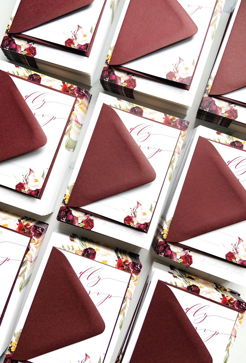 Burgundy Wedding Invitations, Rustic Wedding Invitations, Elegant Wedding Invitations, Barn Wedding Invitations, Wedding Invitation Bundles image 4