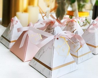 Wedding Favors for Guests | Blush Pink Party Favors | Candy Boxes | Party Supplies | Bridal Shower | Decor | Personalized Tag | Gift Boxes