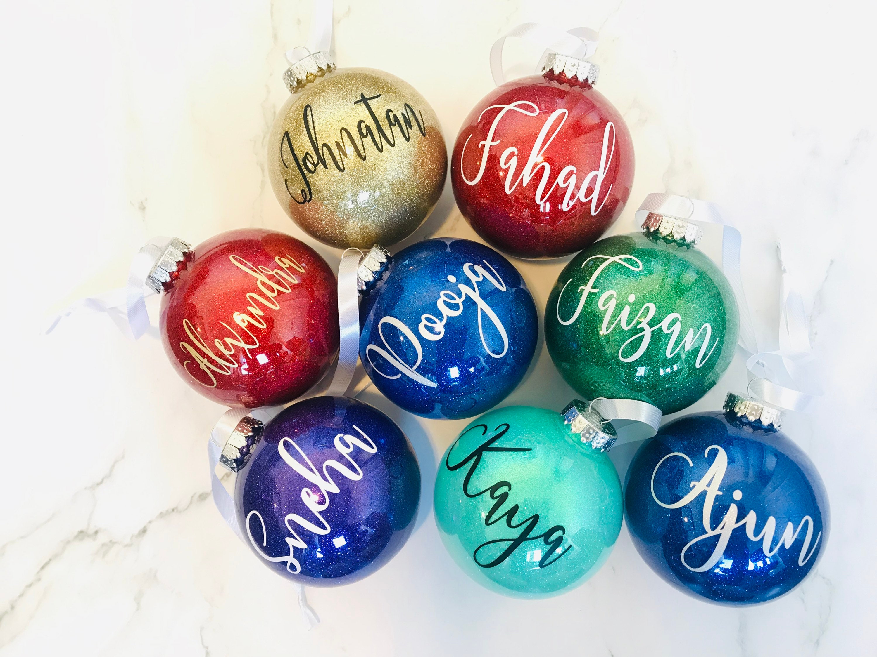 Personalised name Christmas ornaments