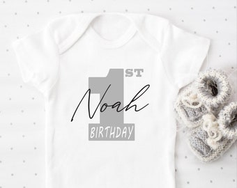 Personalized Baby Boy Onesie, First Birthday onesie, Bodysuit, Custom Boy Name Onesie, Birthday Onesie, Personalized Gift, Onesie for baby