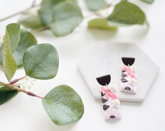Polymer Clay Earrings, Valentine's Day Gifts for Her, Boho Style Earrings, White Earrings, Gift Ideas for her, White Bridal Dangle Earrings