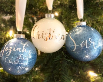 3” Personalized Ornament, Glass Ball Christmas Ornament, Name Ornament