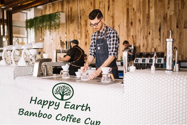 WAVESTRIPE by Happy Earth Reusable Eco-Friendly Coffee Cup 450ml Made of Natural Bamboo Fibre can be used as travel mug or home coffee mug image 4