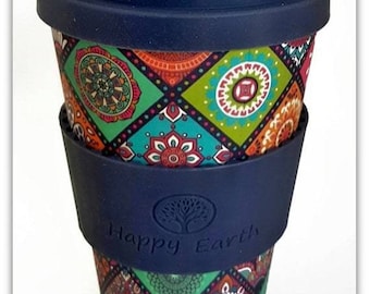 EXOTICA by Happy Earth (Reusable Eco-Friendly Coffee Cup 450ml Made of Natural Bamboo Fibre can be used as travel mug or home coffee mug)