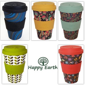 WAVESTRIPE by Happy Earth Reusable Eco-Friendly Coffee Cup 450ml Made of Natural Bamboo Fibre can be used as travel mug or home coffee mug image 5