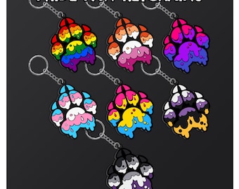 Furry Pride Paw Keychain – LGBTQ Rubber Keychain, Slime Paw Charm, PVC Vinyl Keychain, Queer Furry Gift