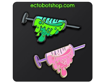 Syringe Slime Enamel Pin – Nurse Gift, Medical Aesthetic Pin, Cute Creepy, Goth Kawaii Healthcare Pin