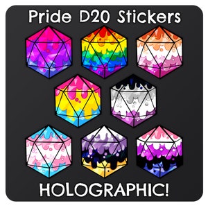 Pride D20 Dice Holographic Stickers