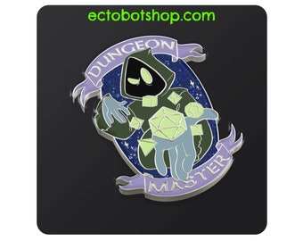 Dungeon Master Enamel Pin – DND D20 Pin, Glow in the Dark RPG Pin, Tabletop Gamer Gift, DM Gift, Nerd Geek Accessory