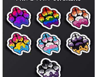 Pride Paw Vinyl Sticker – LGBTQ Pride Sticker, Rainbow Paw, Trans Lesbian Bi Pan Nonbinary Sticker, Furry Laptop Sticker