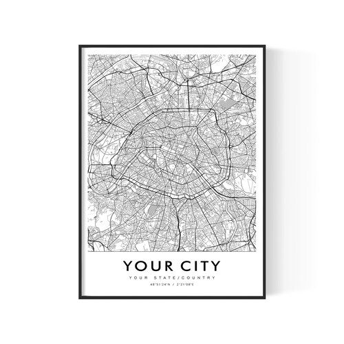 Custom Map Art Custom Map Custom Map Print Map Art Etsy