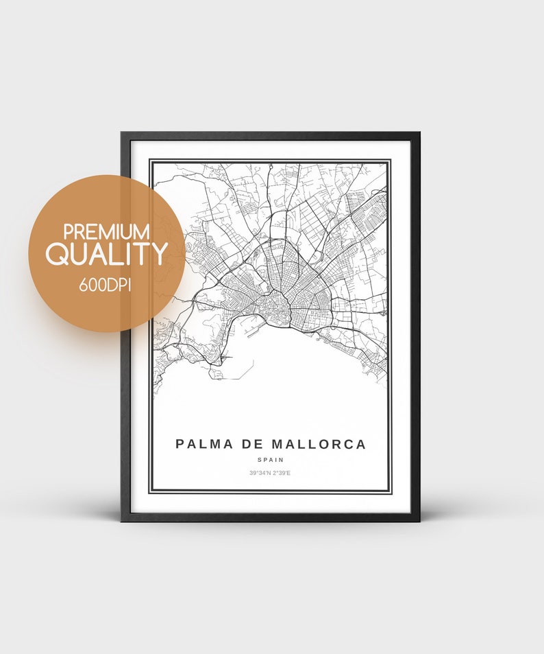 Palma De Mallorca Map Print Palma De Mallorca Of Map Palma Etsy