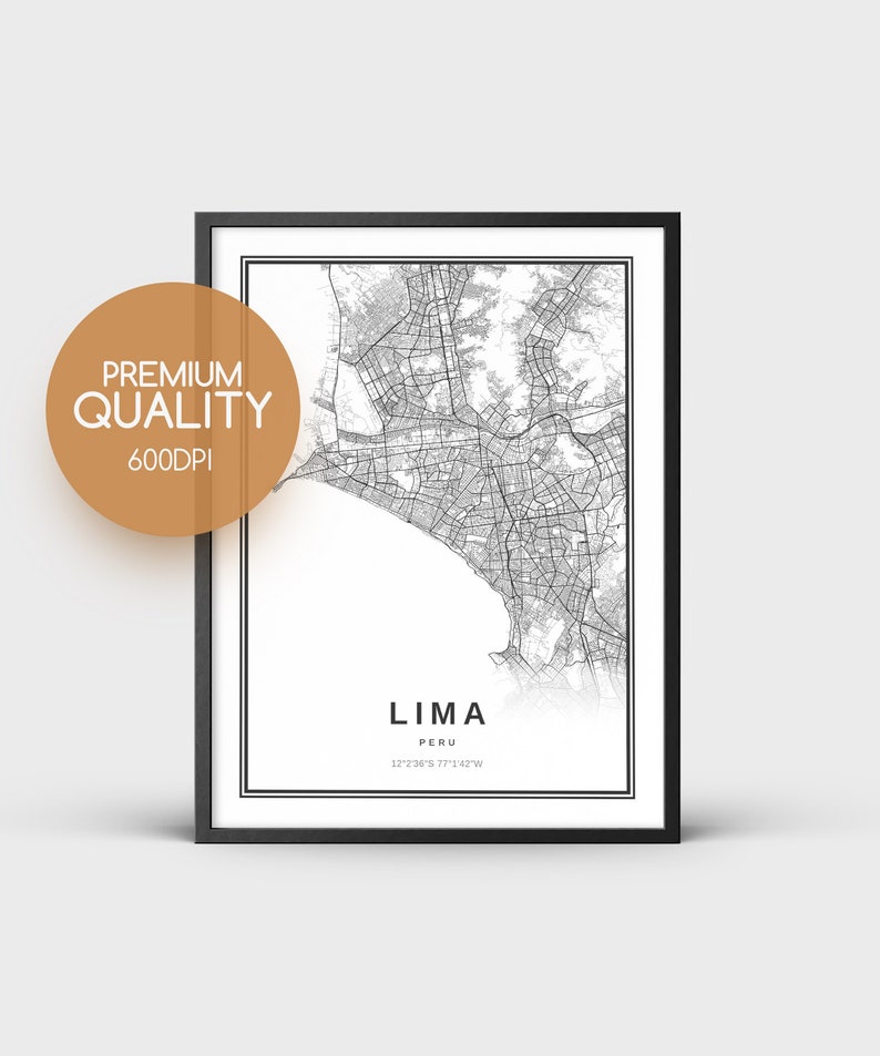 Lima Map Print, Peru Map Artwork Poster, Metropolis Road Highway Map Print, Printable Map, Black and White Map, Peru Town picture regarding Printable Map of Peru called Lima Map Print, Peru Map Artwork Poster, Town Highway Street Map Print, Printable Map, Black and White Map, Peru Town