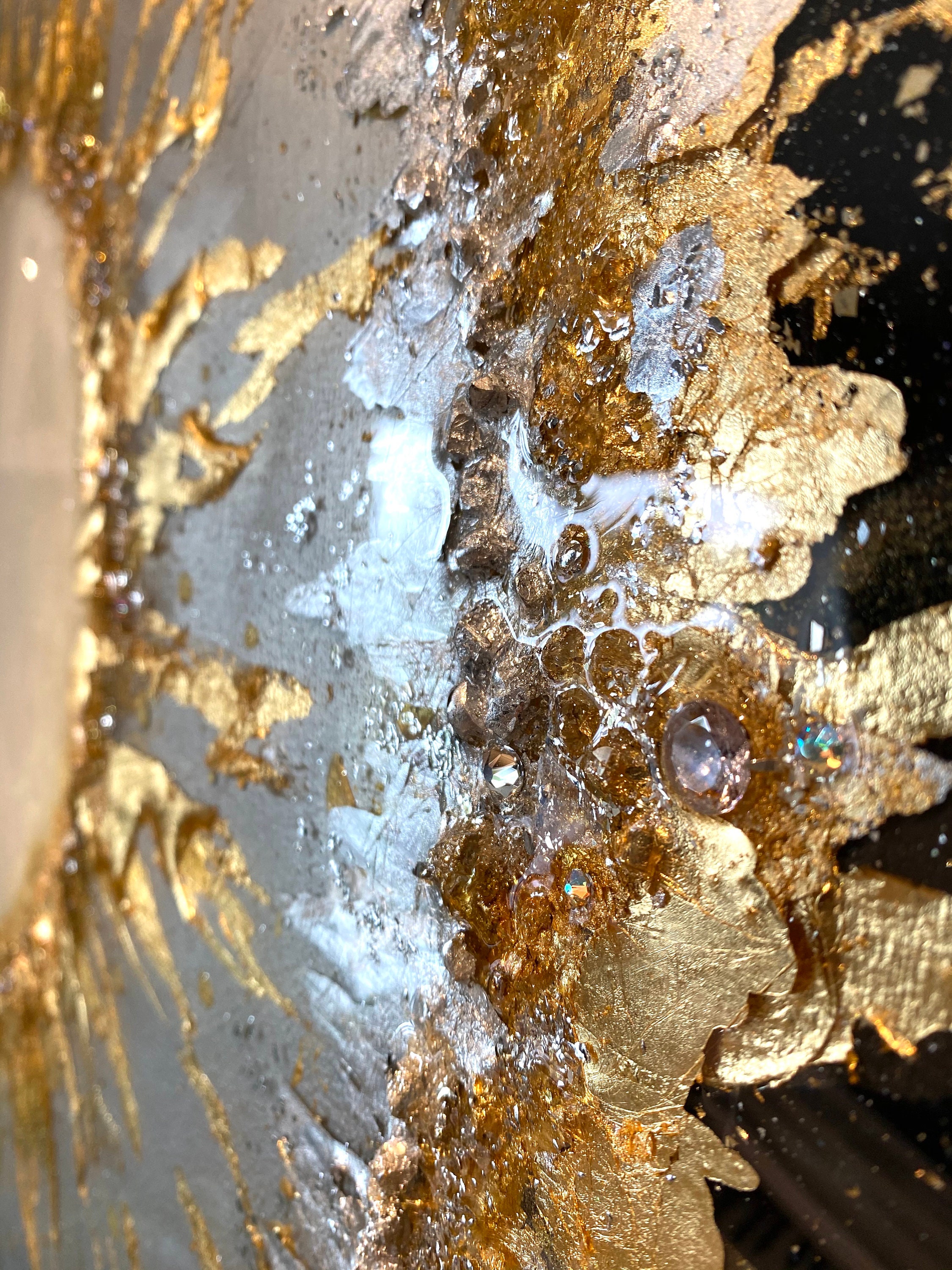 Made to Order: Original Abstract Painting. Sunburst Black and Gold Wall
